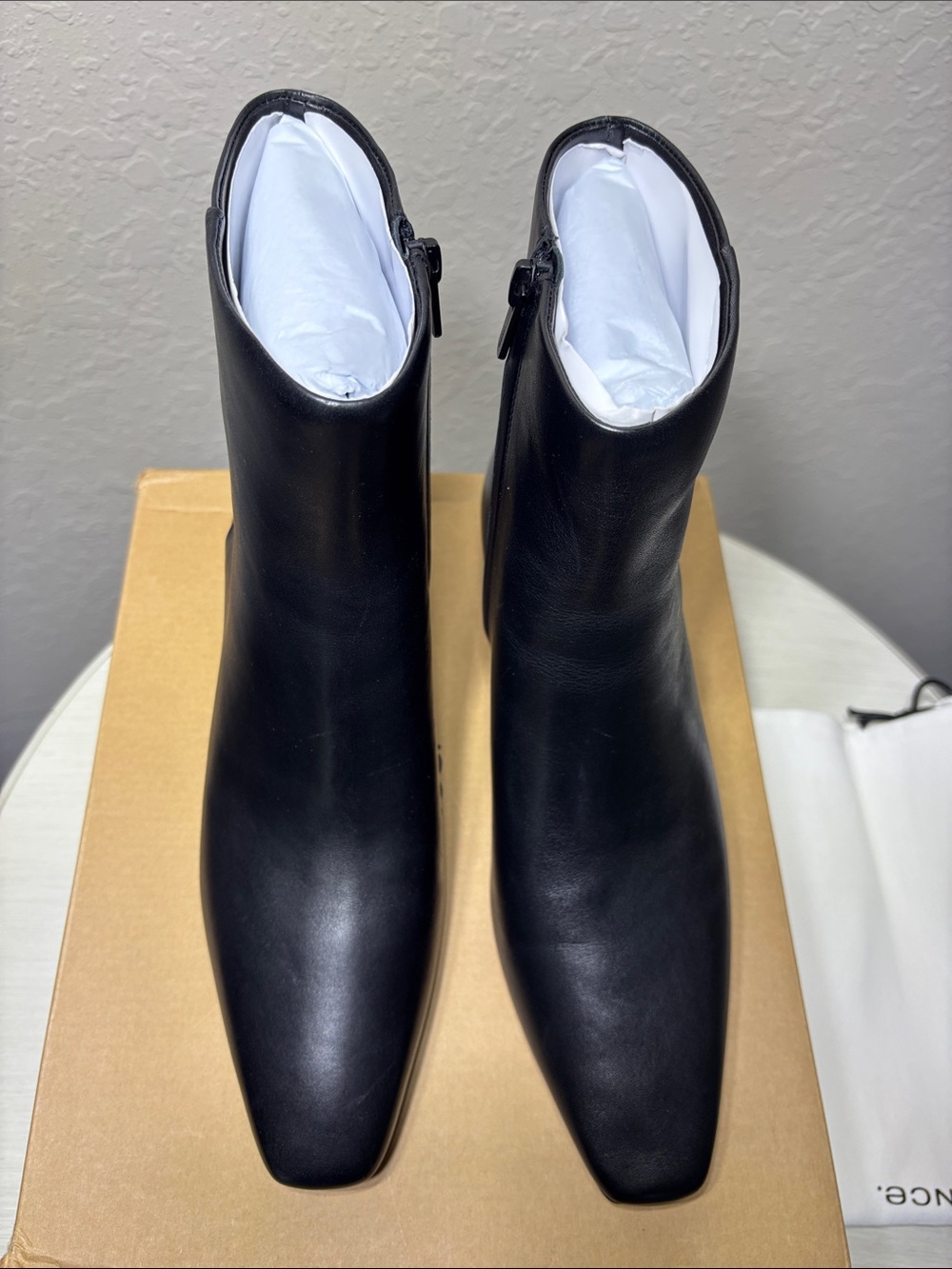 Vince Harlan Black Leather Square Toe Ankle Boots 8M Store Sample tried-on only - Picture 8 of 14